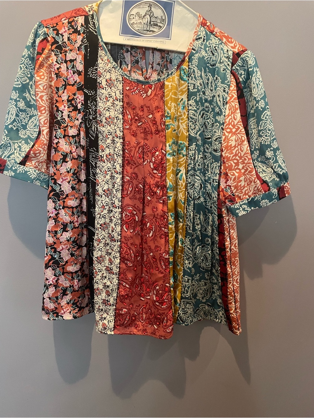Anthropologie Daniel Rainn mixed print patchwork blouse, small